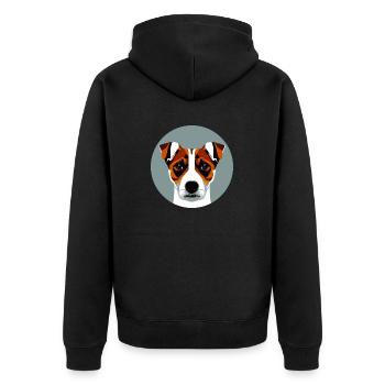 Jack Russel Terrier farbig Kreis Grafik - Unisex Premium Bio Zip Hoodie - Schwarz - Hinten - Nico (187cm)