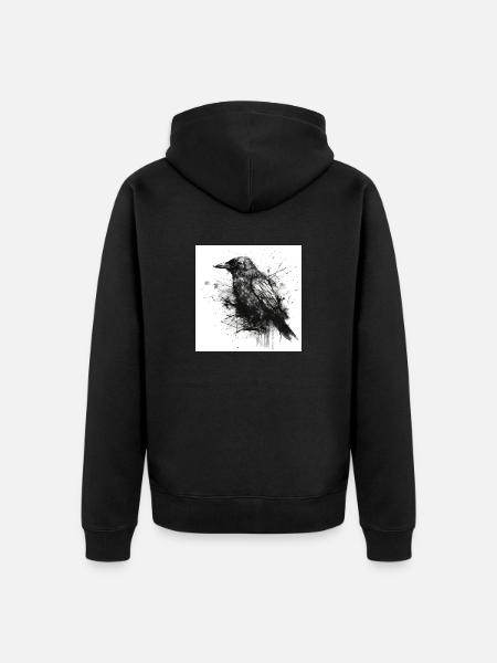 Svart kråke - dyster illustrasjon - Premium økologisk unisex-hettejakke - svart