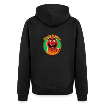 Angry Worm - Unisex Premium Bio Zip Hoodie - Schwarz - Hinten - Nico (187cm)