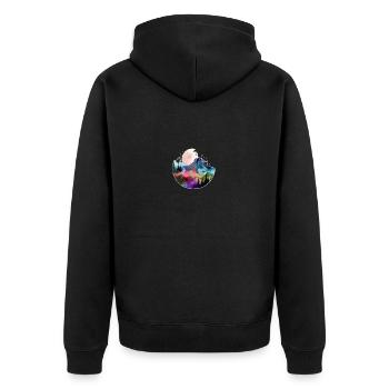 Mountain Landscape with Full Moon - Unisex Premium Bio Zip Hoodie - Schwarz - Hinten - Nico (187cm)