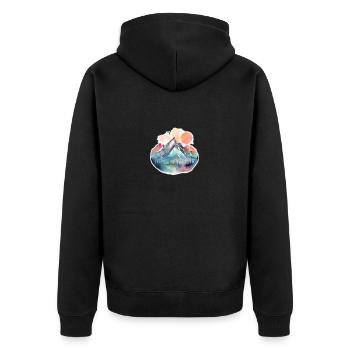 Mountain Landscape with Full Moon 2 - Unisex Premium Bio Zip Hoodie - Schwarz - Hinten - Nico (187cm)