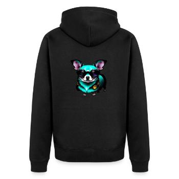 Néon futuriste Chihuahua - Veste à capuche bio Premium Unisexe - noir - Dos - Nico (187cm)