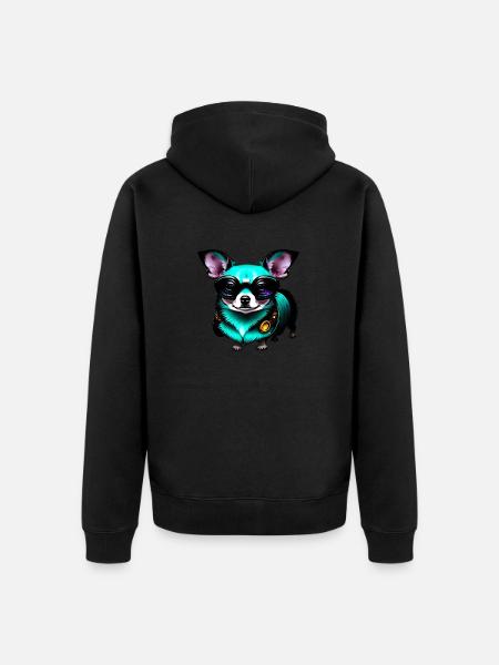 Chihuahua futuristic neon - Unisex Premium Organic Zip Hoodie - black