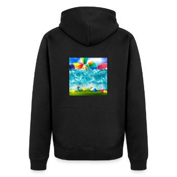 Enfants s’amusant pendant une journée ensoleillée - Veste à capuche bio Premium Unisexe - noir - Dos - Nico (187cm)