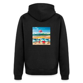 Kinder, die am Meer spielen - Unisex Premium Bio Zip Hoodie - Schwarz - Hinten - Nico (187cm)