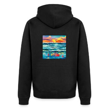 Sommer mit den Eltern am Meer - Unisex Premium Bio Zip Hoodie - Schwarz - Hinten - Nico (187cm)