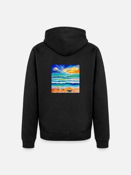 sun set at sea side - Unisex Premium Organic Zip Hoodie - black