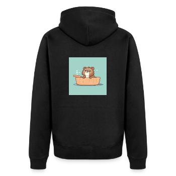 Cute beaver in the bathtub - Unisex Premium Organic Zip Hoodie - black - Back - Nico (187cm)