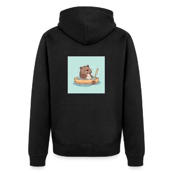 Cute beaver in the bathtub - Unisex Premium Organic Zip Hoodie - black - Back - Nico (187cm)