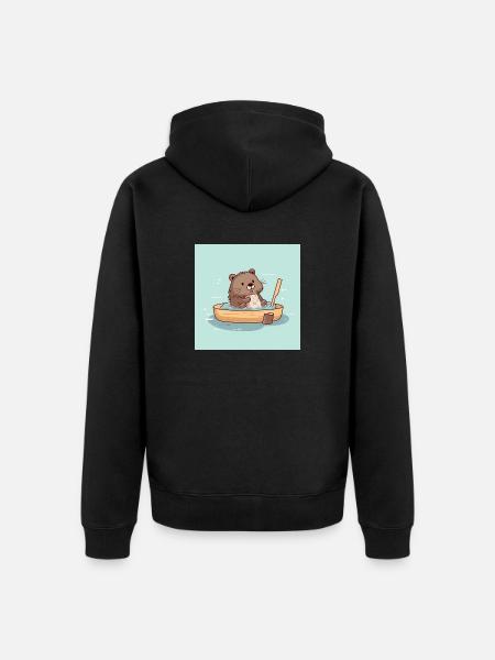 Cute beaver in the bathtub - Unisex Premium Organic Zip Hoodie - black