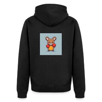 Cute kangaroo with box gloves - Unisex Premium Organic Zip Hoodie - black - Back - Nico (187cm)
