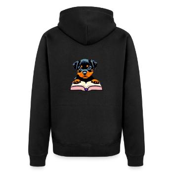 Hunde Bücher Rottweiler Buch Lesen Hundehalter - Unisex Premium Bio Zip Hoodie - Schwarz - Hinten - Nico (187cm)