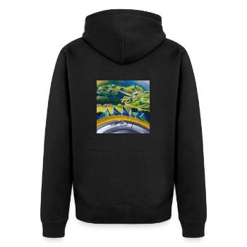 Fahrrad in den Bergen - Unisex Premium Bio Zip Hoodie - Schwarz - Hinten - Nico (187cm)