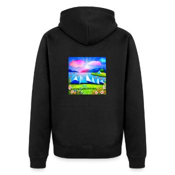 childhood with bicycle in spring sunny mountains - Unisex Premium Organic Zip Hoodie - black - Back - Nico (187cm)
