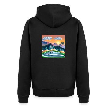 bicycle in sunny mountains - Unisex Premium Organic Zip Hoodie - black - Back - Nico (187cm)