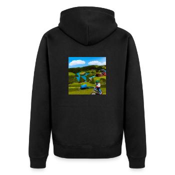 child riding bike in the mountain sunny day - Unisex Premium Organic Zip Hoodie - black - Back - Nico (187cm)