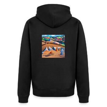 bike in sunny mountains - Unisex Premium Organic Zip Hoodie - black - Back - Nico (187cm)