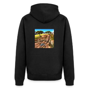 Biken durch die sonnige - Unisex Premium Bio Zip Hoodie - Schwarz - Hinten - Nico (187cm)
