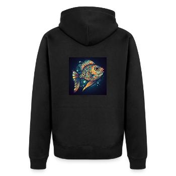 Wunderschöner Bunter Fisch schwimmt im Meer - Unisex Premium Bio Zip Hoodie - Schwarz - Hinten - Nico (187cm)