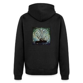 Alter Baum in den Sternen - Unisex Premium Bio Zip Hoodie - Schwarz - Hinten - Nico (187cm)