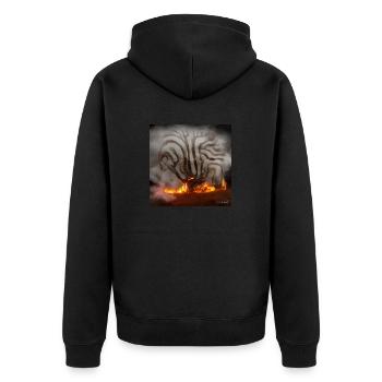 Alter Baum brennt - Unisex Premium Bio Zip Hoodie - Schwarz - Hinten - Nico (187cm)