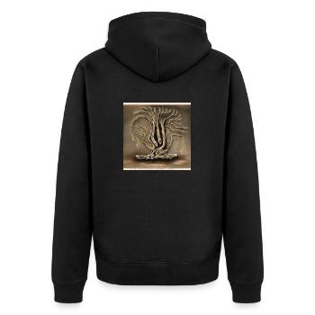 last day of old tree before being cut down - Unisex Premium Organic Zip Hoodie - black - Back - Nico (187cm)