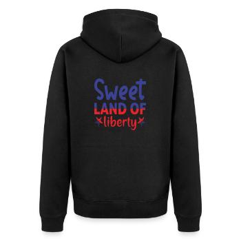 Sweet Land of Liberty - Unisex Premium Bio Zip Hoodie - Schwarz - Hinten - Nico (187cm)