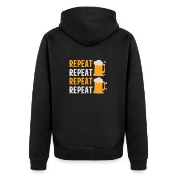 REPEAT - Unisex Premium Bio Zip Hoodie - Schwarz - Hinten - Nico (187cm)