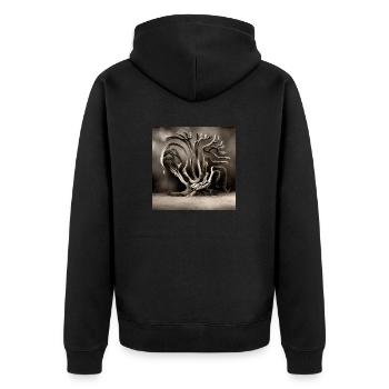 Alter Baum wartet auf die Zukunft - Unisex Premium Bio Zip Hoodie - Schwarz - Hinten - Nico (187cm)