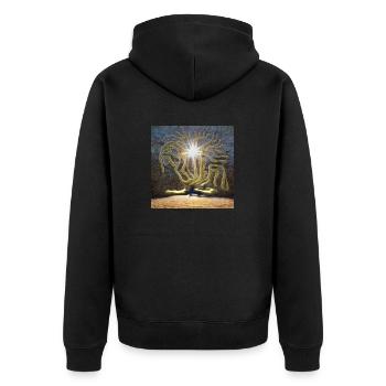 Baum steht in der Sonne - Unisex Premium Bio Zip Hoodie - Schwarz - Hinten - Nico (187cm)
