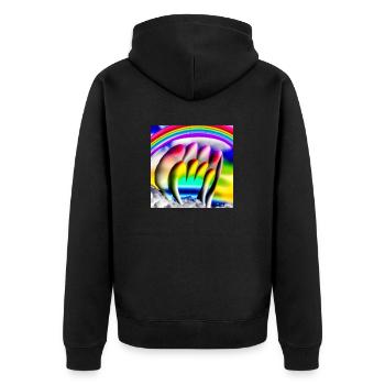rainbow in sunny day - Unisex Premium Organic Zip Hoodie - black - Back - Nico (187cm)