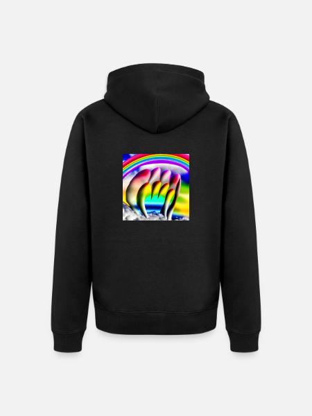 rainbow in sunny day - Unisex Premium Organic Zip Hoodie - black