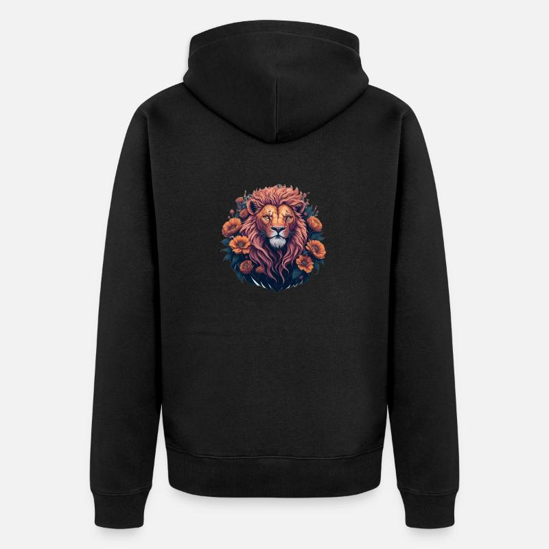 Löwe - Generative AI - Unisex Premium Bio Zip Hoodie - Schwarz