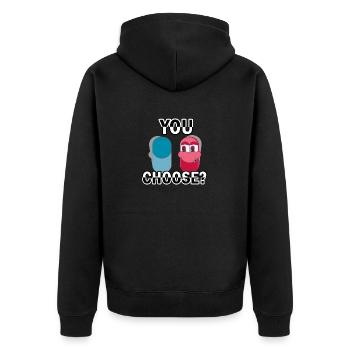 DU WÄHLST - Unisex Premium Bio Zip Hoodie - Schwarz - Hinten - Nico (187cm)