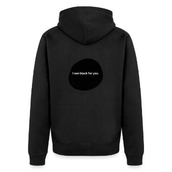 Ich sehe schwarz für dich - Unisex Premium Bio Zip Hoodie - Schwarz - Hinten - Nico (187cm)
