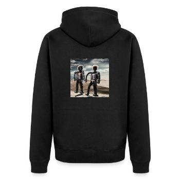 men in cyber world - Unisex Premium Organic Zip Hoodie - black - Back - Nico (187cm)