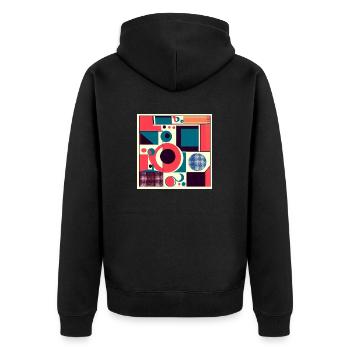 Squares, rectangles, circles in Pop Art style - Unisex Premium Organic Zip Hoodie - black - Back - Nico (187cm)