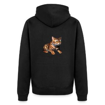 Bengalkatze Katze Kätzchen Katzenbesitzer Kater - Unisex Premium Bio Zip Hoodie - Schwarz - Hinten - Nico (187cm)