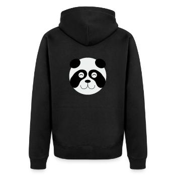 Panda Face 002 - Unisex Premium Organic Zip Hoodie - black - Back - Nico (187cm)