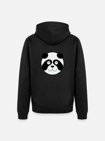 Panda Face 002 - Unisex Premium Organic Zip Hoodie - black