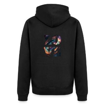 Liebe ist unendlich - Unisex Premium Bio Zip Hoodie - Schwarz - Hinten - Nico (187cm)
