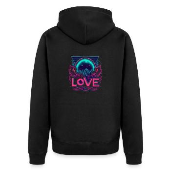 Neon LOVE des années 80 - retour aux sources - Veste à capuche bio Premium Unisexe - noir - Dos - Nico (187cm)