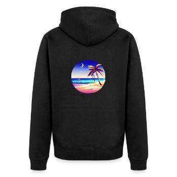 Sommerurlaub Strand Insel Palme Sonne Palmen - Unisex Premium Bio Zip Hoodie - Schwarz - Hinten - Nico (187cm)