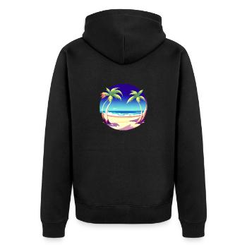 Summer Vacation Island Palm Sun Palm Beach - Unisex Premium Organic Zip Hoodie - black - Back - Nico (187cm)