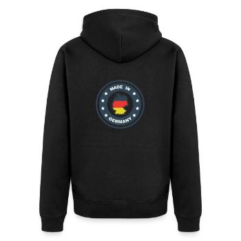 Made in Germany - Unisex Premium Bio Zip Hoodie - Schwarz - Hinten - Nico (187cm)