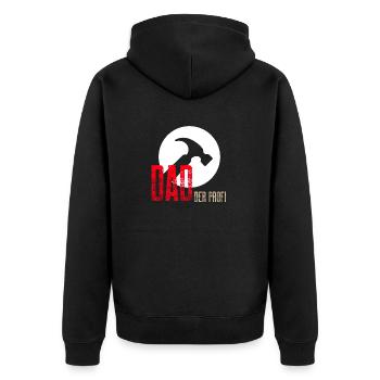 Papa Design Dad der Profi - Unisex Premium Bio Zip Hoodie - Schwarz - Hinten - Nico (187cm)