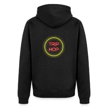 TRIP HOP - Unisex Premium Bio Zip Hoodie - Schwarz - Hinten - Nico (187cm)