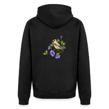Bunter Vogel - Unisex Premium Bio Zip Hoodie - Schwarz - Hinten - Nico (187cm)