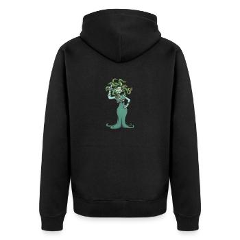 Medusa - Unisex Premium Bio Zip Hoodie - Schwarz - Hinten - Nico (187cm)