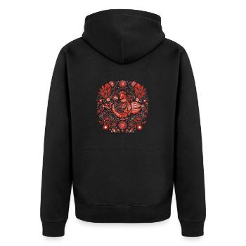Der alte rote Vogel - Unisex Premium Bio Zip Hoodie - Schwarz - Hinten - Nico (187cm)